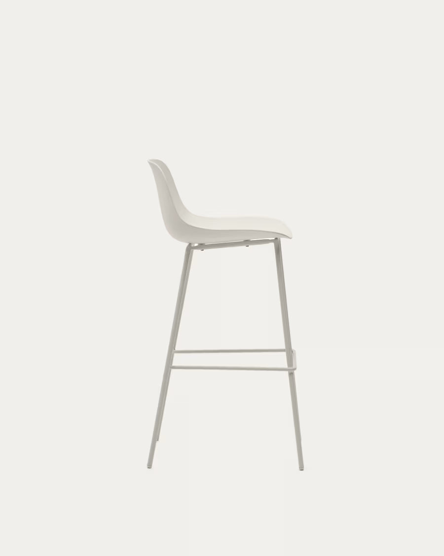 Kave Home Altea Beige Stool with Beige-Finished Steel Legs 75 cm