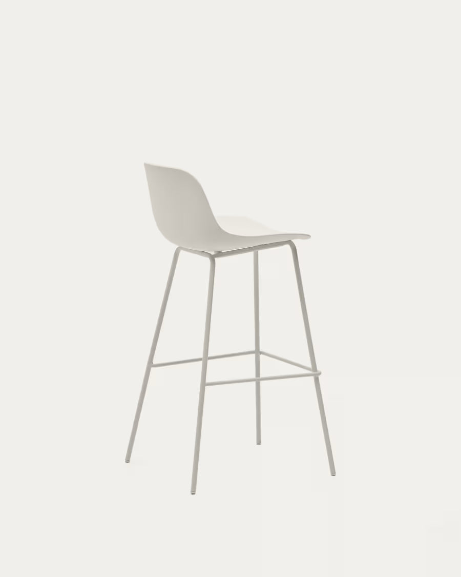 Kave Home Altea Beige Stool with Beige-Finished Steel Legs 75 cm