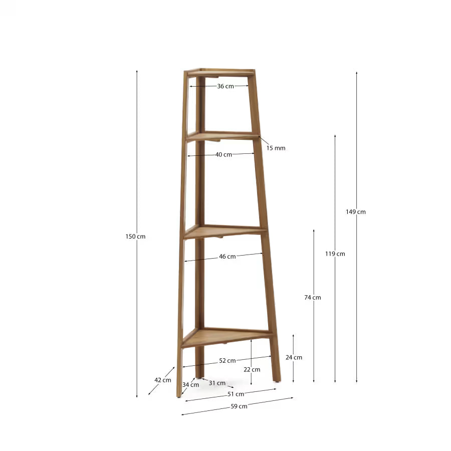 Kave Home Victora Outdoor Shelving Unit made from Solid Acacia Wood, 42 x 150 cm FSC 100%