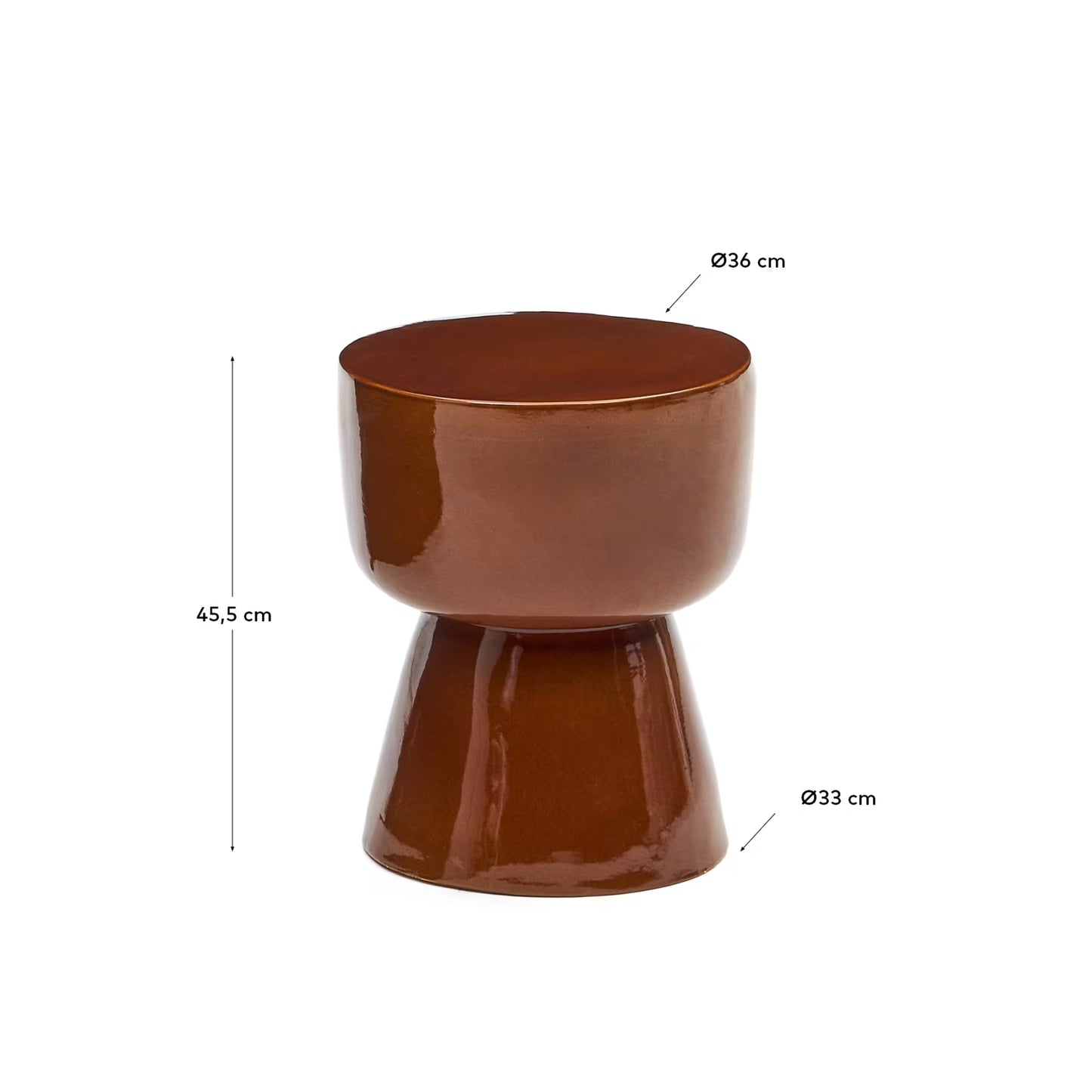 Kave Home Mesquida Outdoor Side Table in Ceramic with Glazed Terracotta Finish Ø 36cm