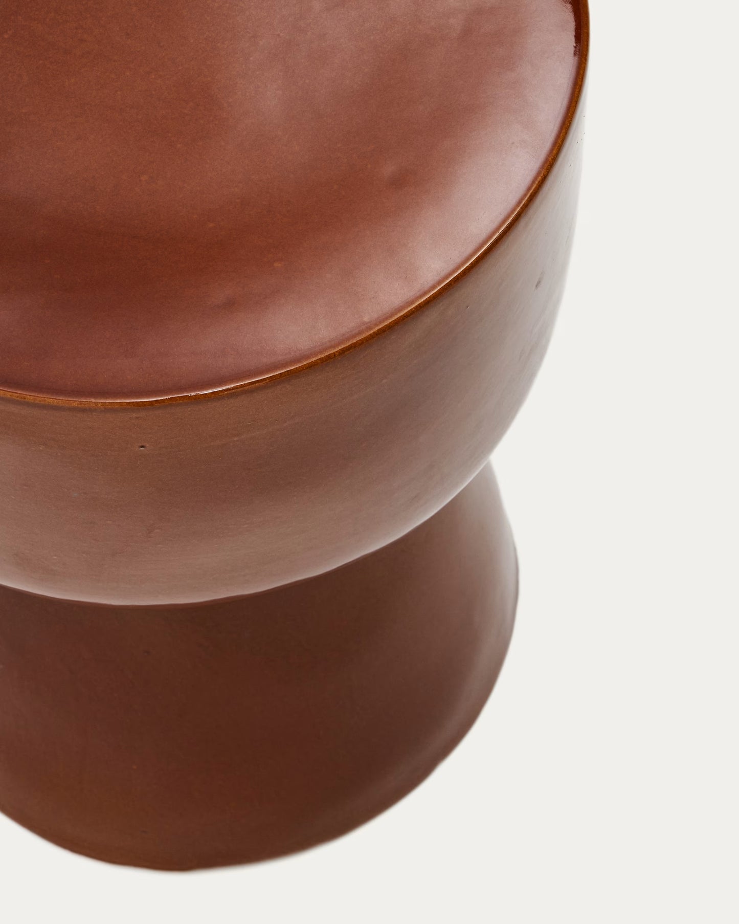 Kave Home Mesquida Outdoor Side Table in Ceramic with Glazed Terracotta Finish Ø 36cm