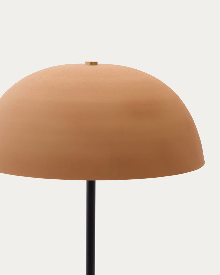 Kave Home Nibla Black Metal Floor Lamp with Terracotta Effect Shade