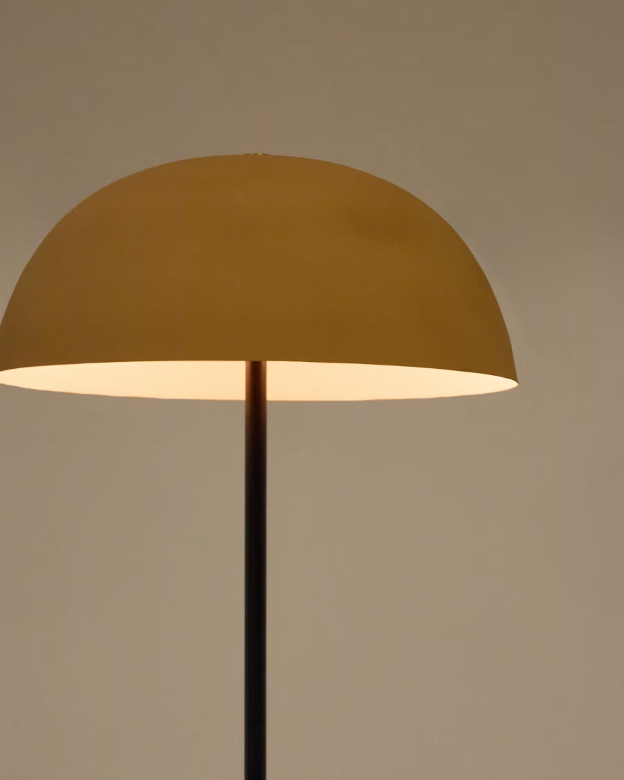 Kave Home Nibla Black Metal Floor Lamp with Terracotta Effect Shade