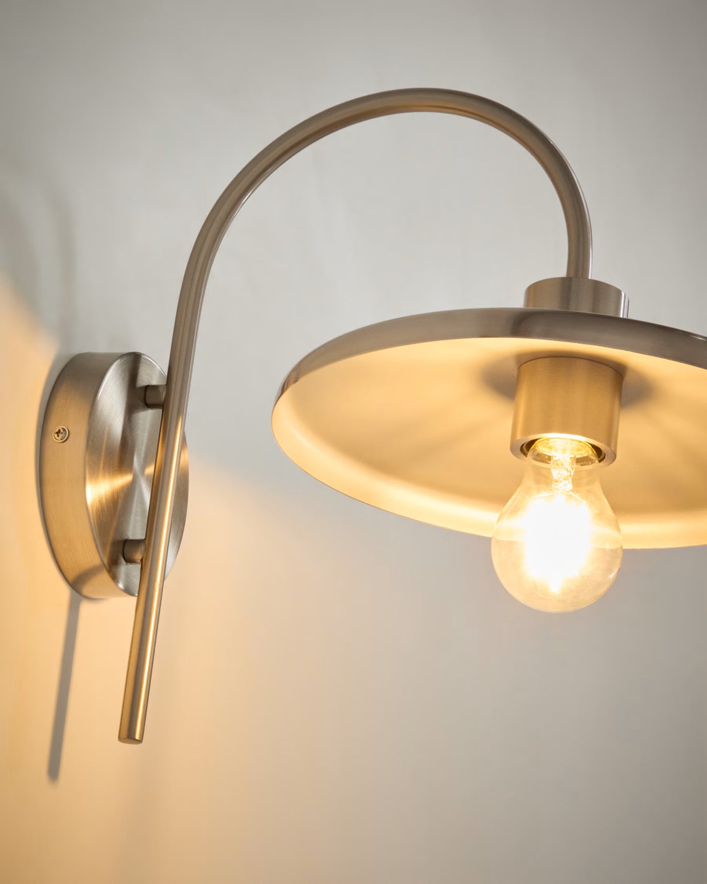 Kave Home Nuvira Wall Light in Light Grey Brushed Metal