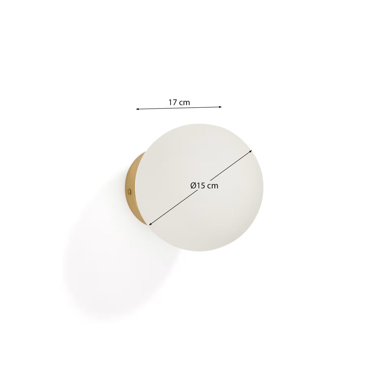 Kave Home Brisia Metal Wall Lamp with Brushed Brass Finish and 1 Frosted Glass Ball Ø15cm