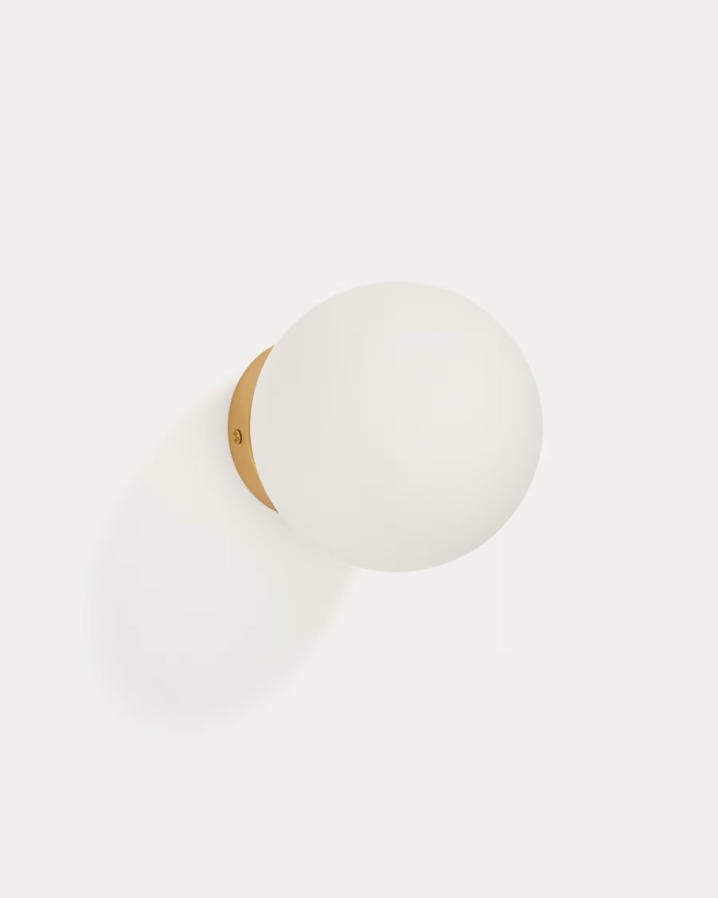 Kave Home Brisia Metal Wall Lamp with Brushed Brass Finish and 1 Frosted Glass Ball Ø15cm