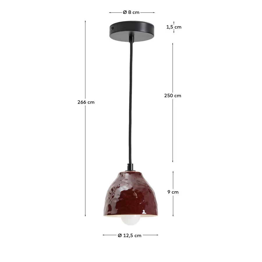 Kave Home Drava Ceiling Lamp in Burgundy Ceramic