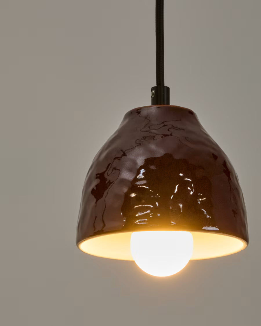 Kave Home Drava Ceiling Lamp in Burgundy Ceramic