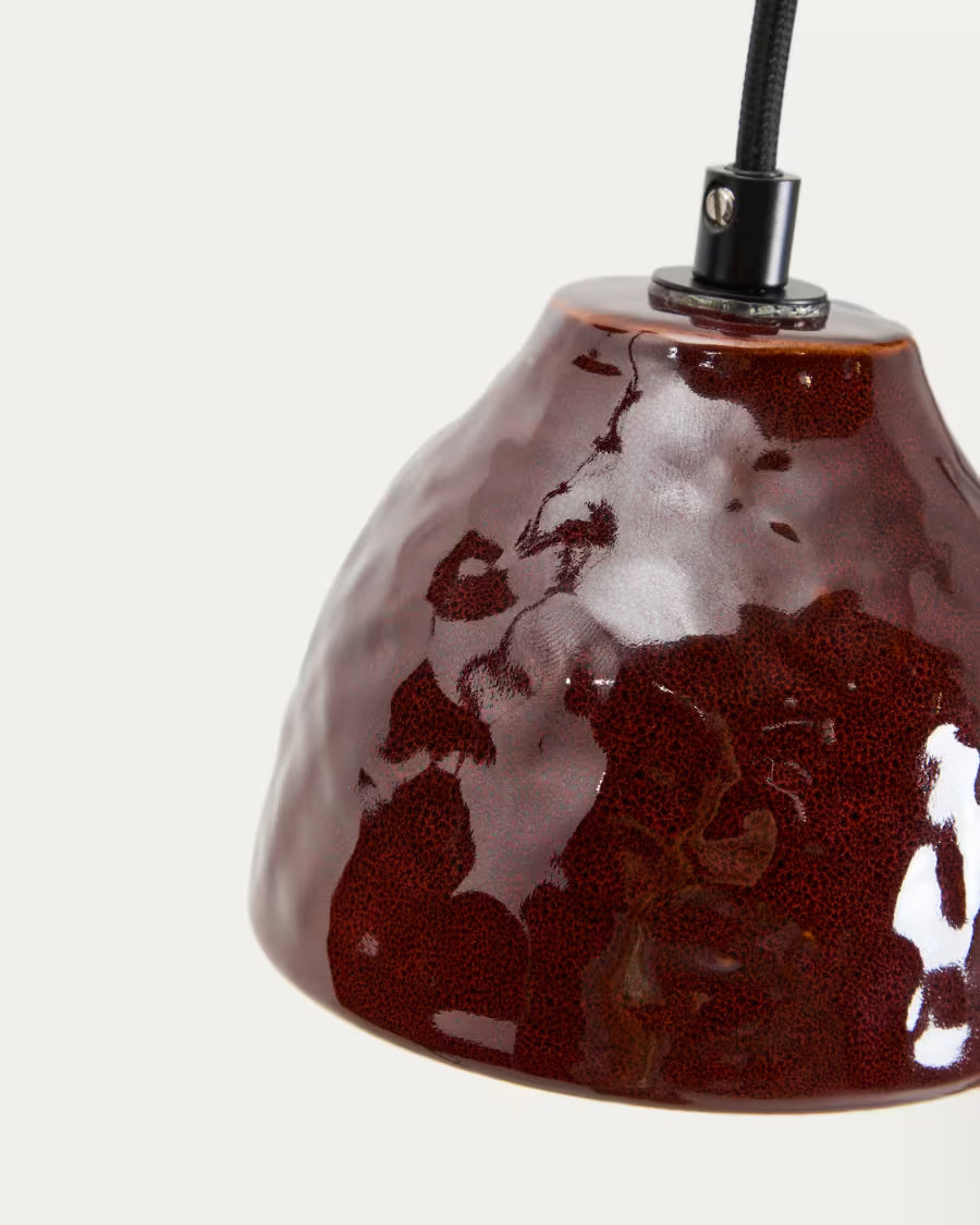 Kave Home Drava Ceiling Lamp in Burgundy Ceramic
