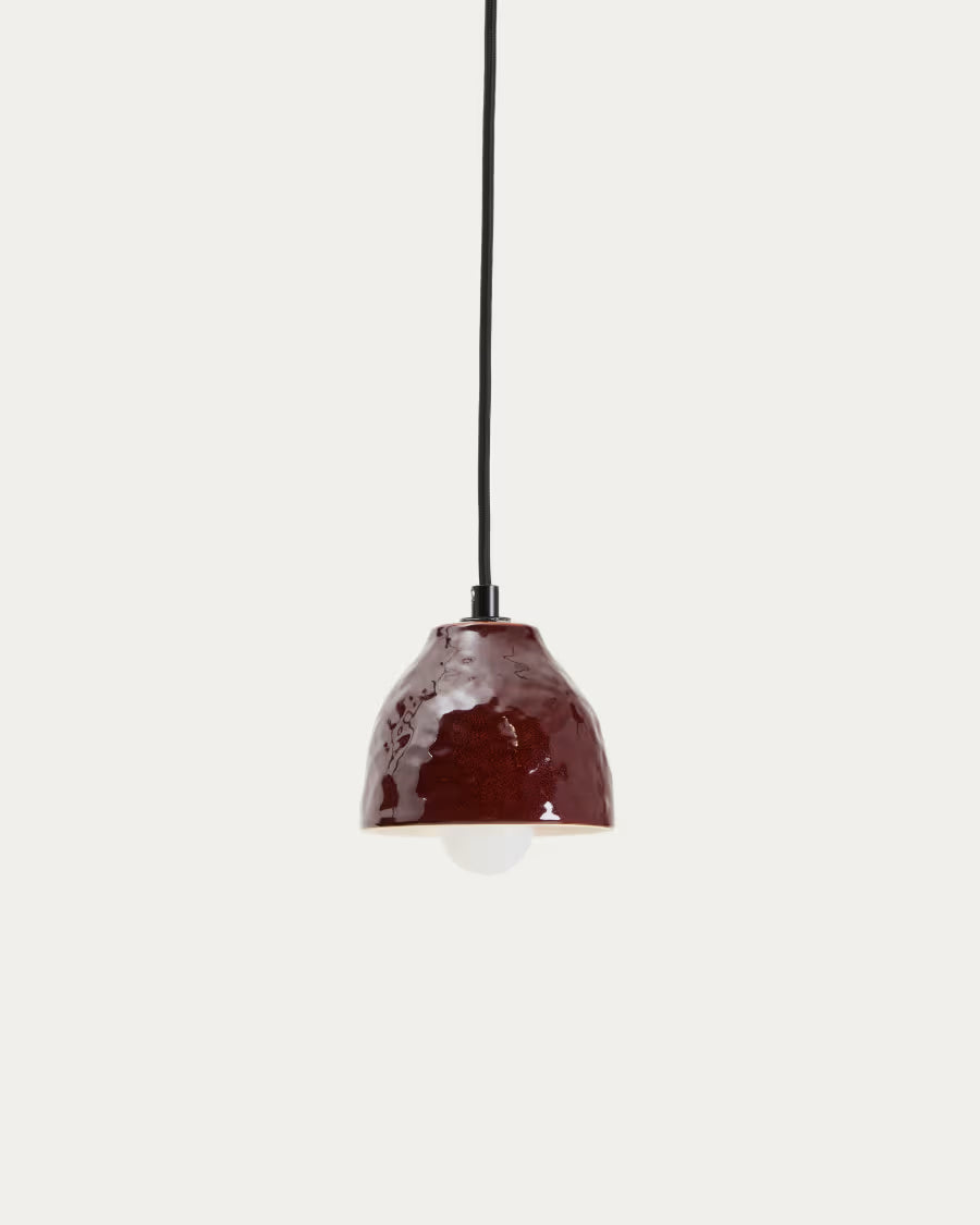 Kave Home Drava Ceiling Lamp in Burgundy Ceramic