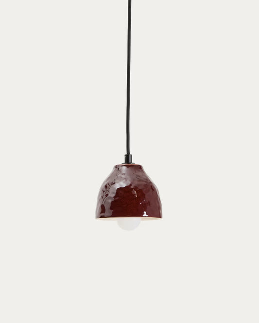 Kave Home Drava Ceiling Lamp in Burgundy Ceramic