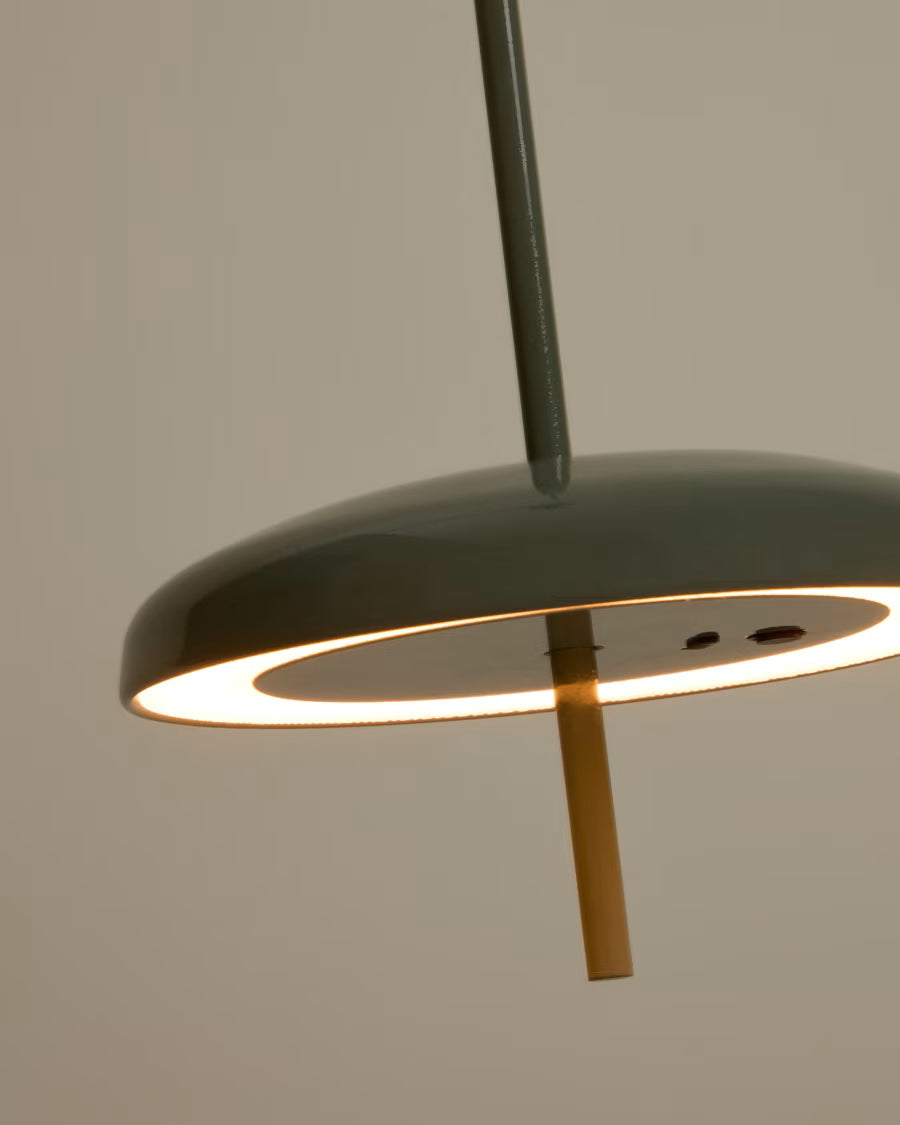 Kave Home Porte Light Green Aluminium Portable Ceiling Lamp Ø 16 cm