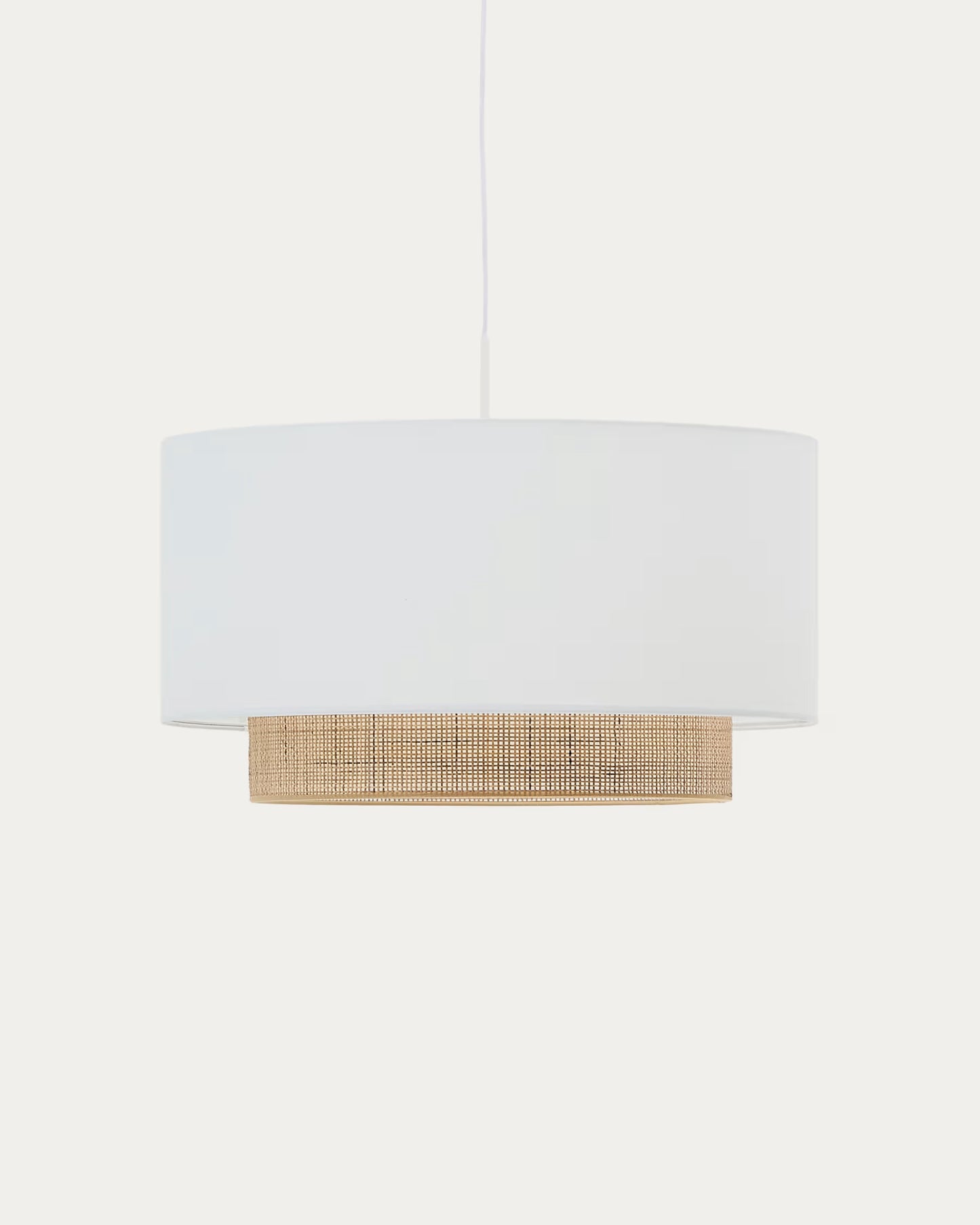 Kave Home Erna Bamboo Ceiling Lamp Shade in a Natural and White Finish Ø 60 cm