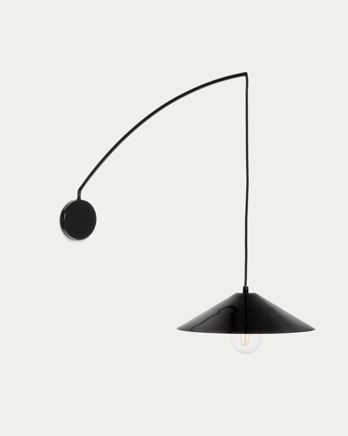 Kave Home Kally Wall Lamp in a Black Painted Finish UK Adapter