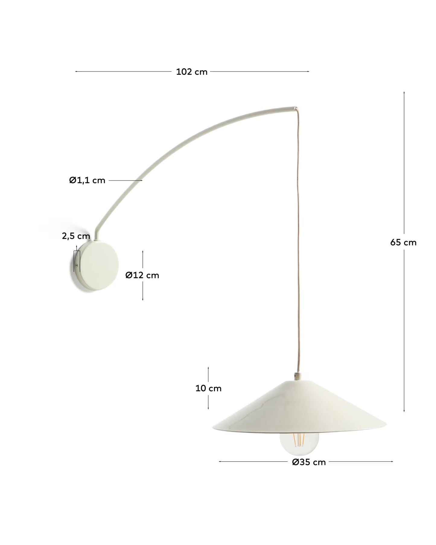 Kave Home Kally Wall Lamp in a Beige Painted Finish UK Adapter