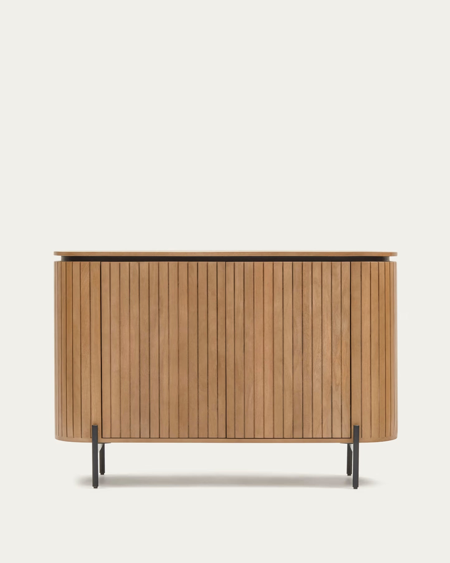 Kave Home Licia Sideboard with 2 Doors Made From Solid Mango Wood and Painted Black Metal 120 x 80cm