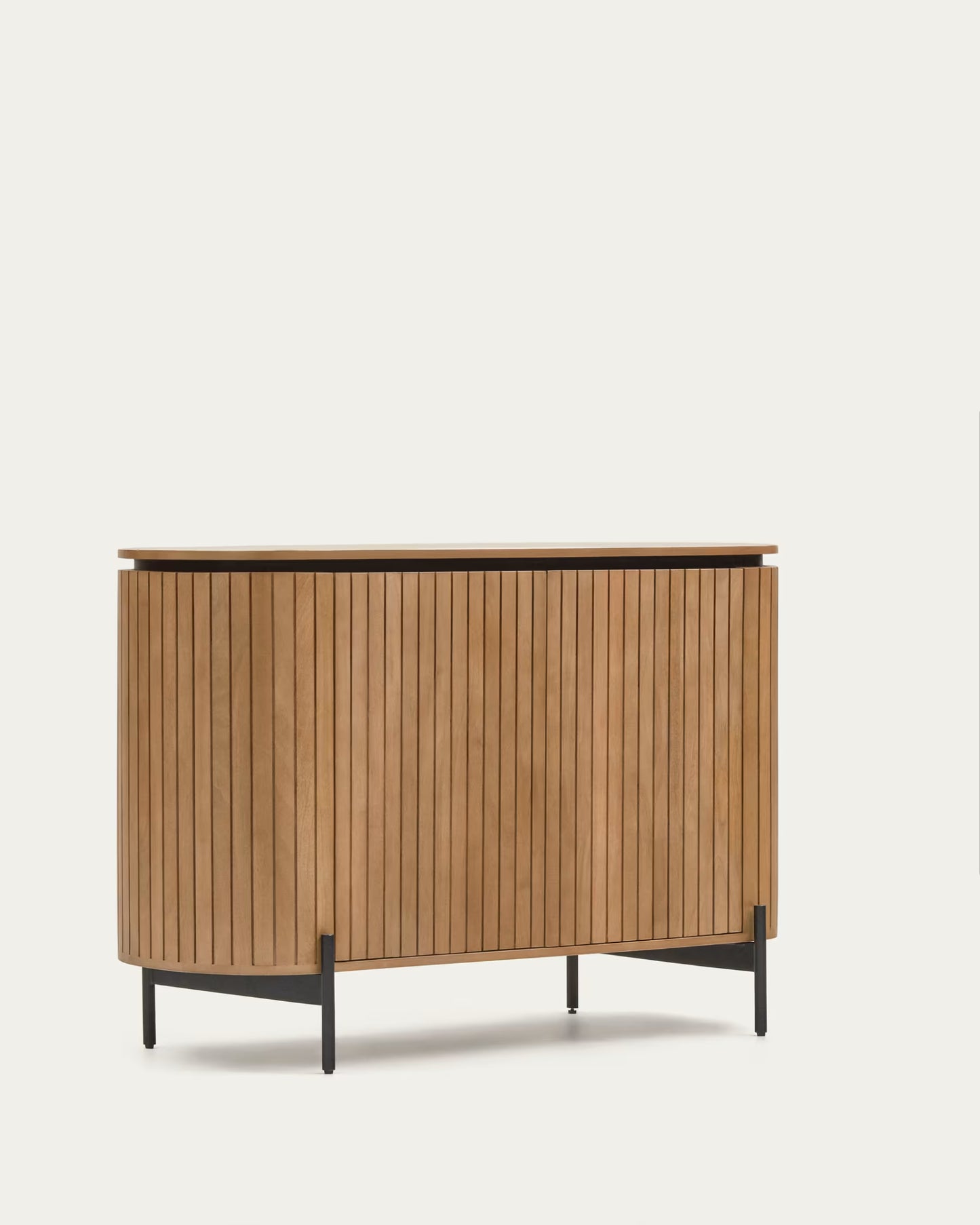 Kave Home Licia Sideboard with 2 Doors Made From Solid Mango Wood and Painted Black Metal 120 x 80cm