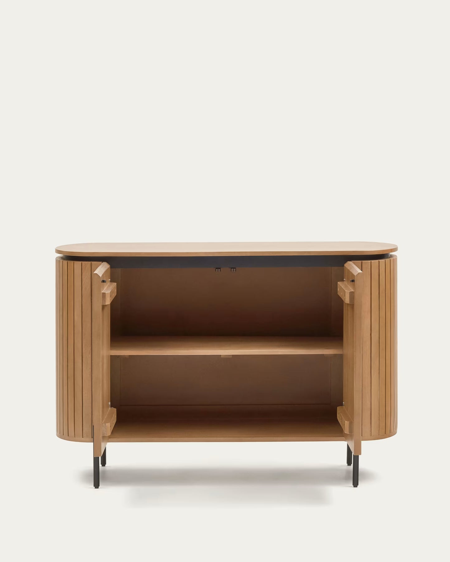 Kave Home Licia Sideboard with 2 Doors Made From Solid Mango Wood and Painted Black Metal 120 x 80cm