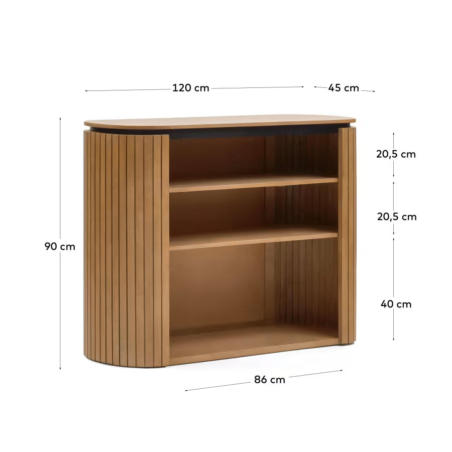 Kave Home Licia Solid Mango Wood Bookshelf with Painted Black Metal, 120 x 90 cm