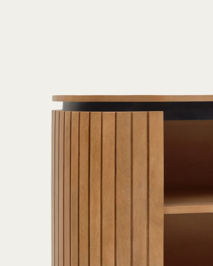 Kave Home Licia Solid Mango Wood Bookshelf with Painted Black Metal, 120 x 90 cm