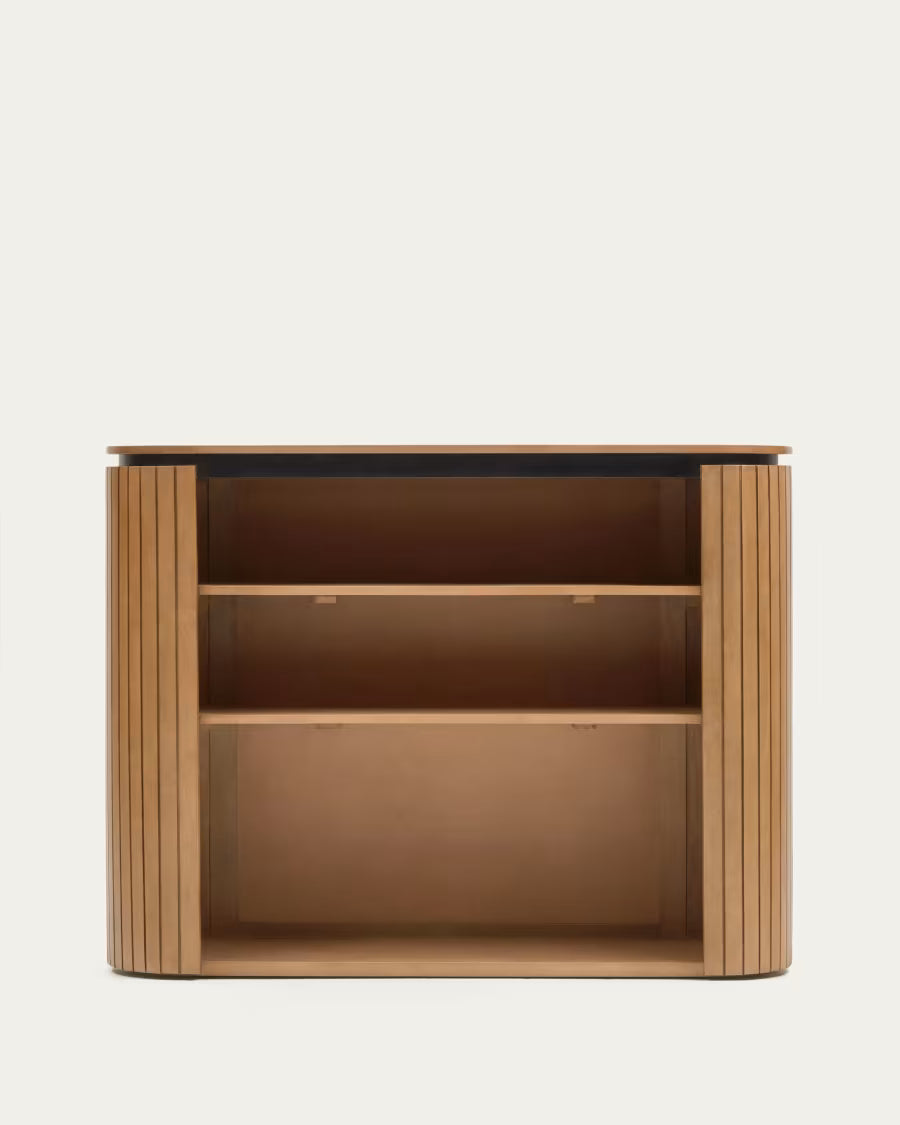 Kave Home Licia Solid Mango Wood Bookshelf with Painted Black Metal, 120 x 90 cm