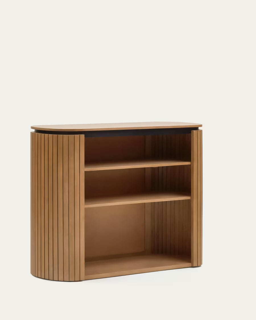 Kave Home Licia Solid Mango Wood Bookshelf with Painted Black Metal, 120 x 90 cm