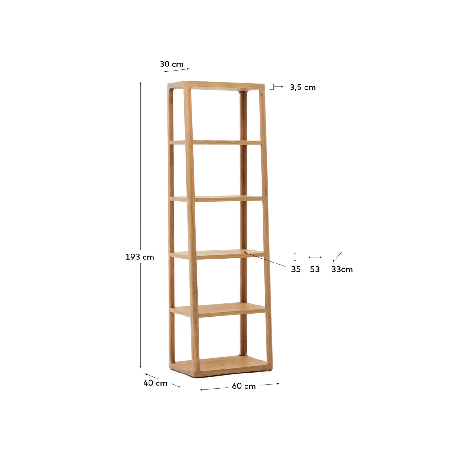 Kave Home Maymai Shelf with Solid Oak Structure 60 x 193 cm