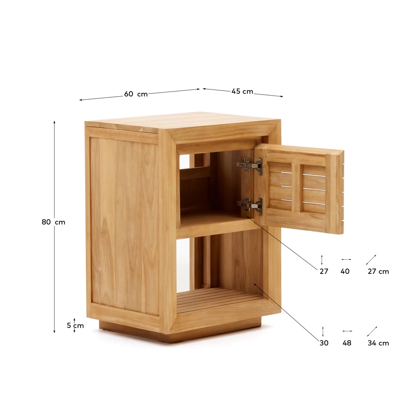 Kave Home Saula Bathroom Furniture in Solid Teak Wood with Natural Finish, 60 x 45 cm