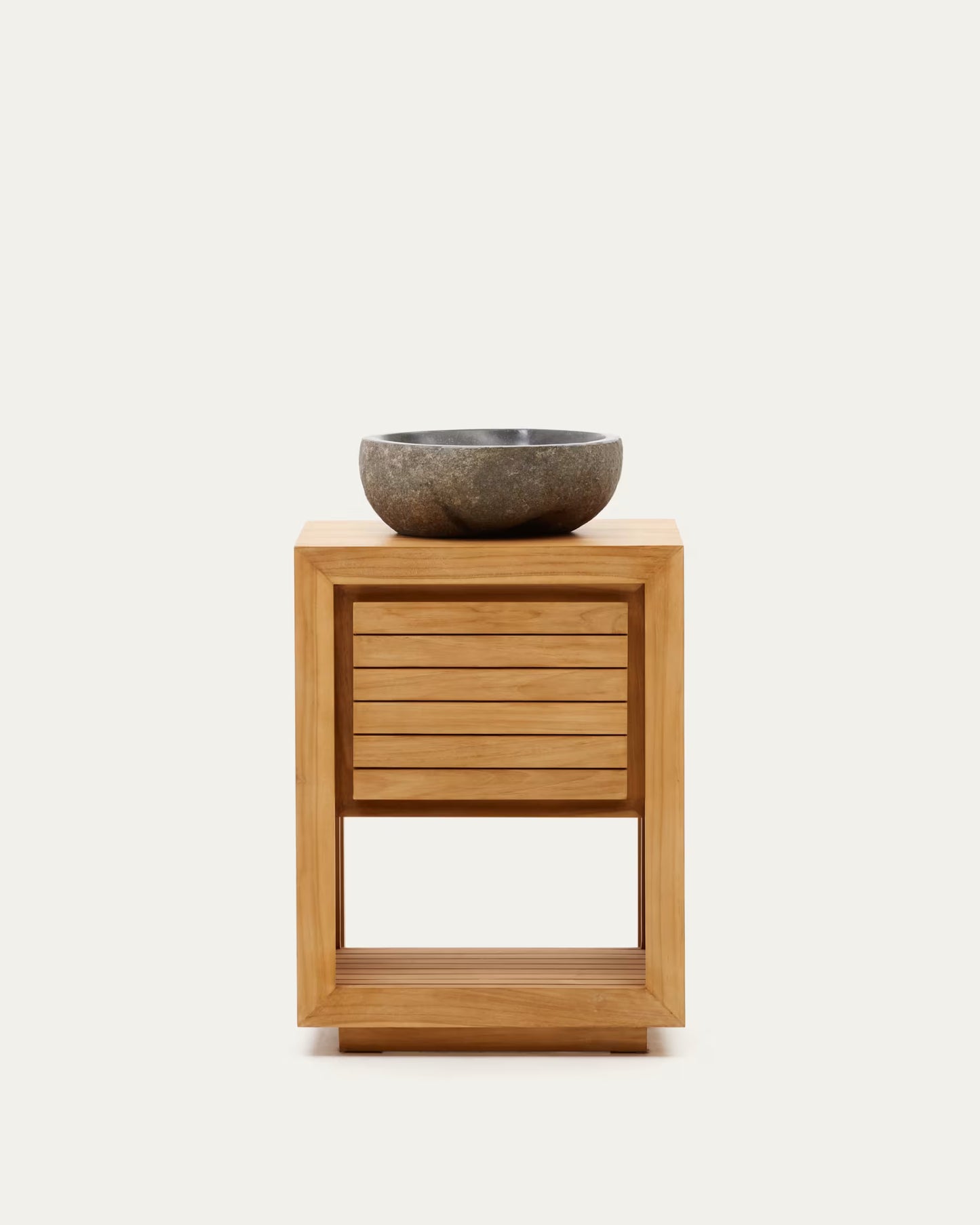 Kave Home Saula Bathroom Furniture in Solid Teak Wood with Natural Finish, 60 x 45 cm