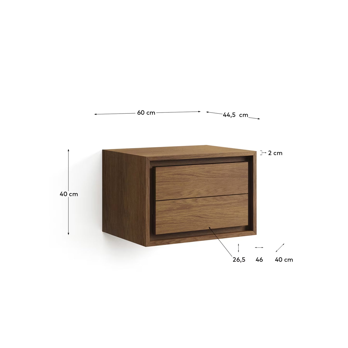 Kave Home Kenta Bathroom Furniture in Solid Teak Wood with a Walnut Finish, 60 x 45 cm