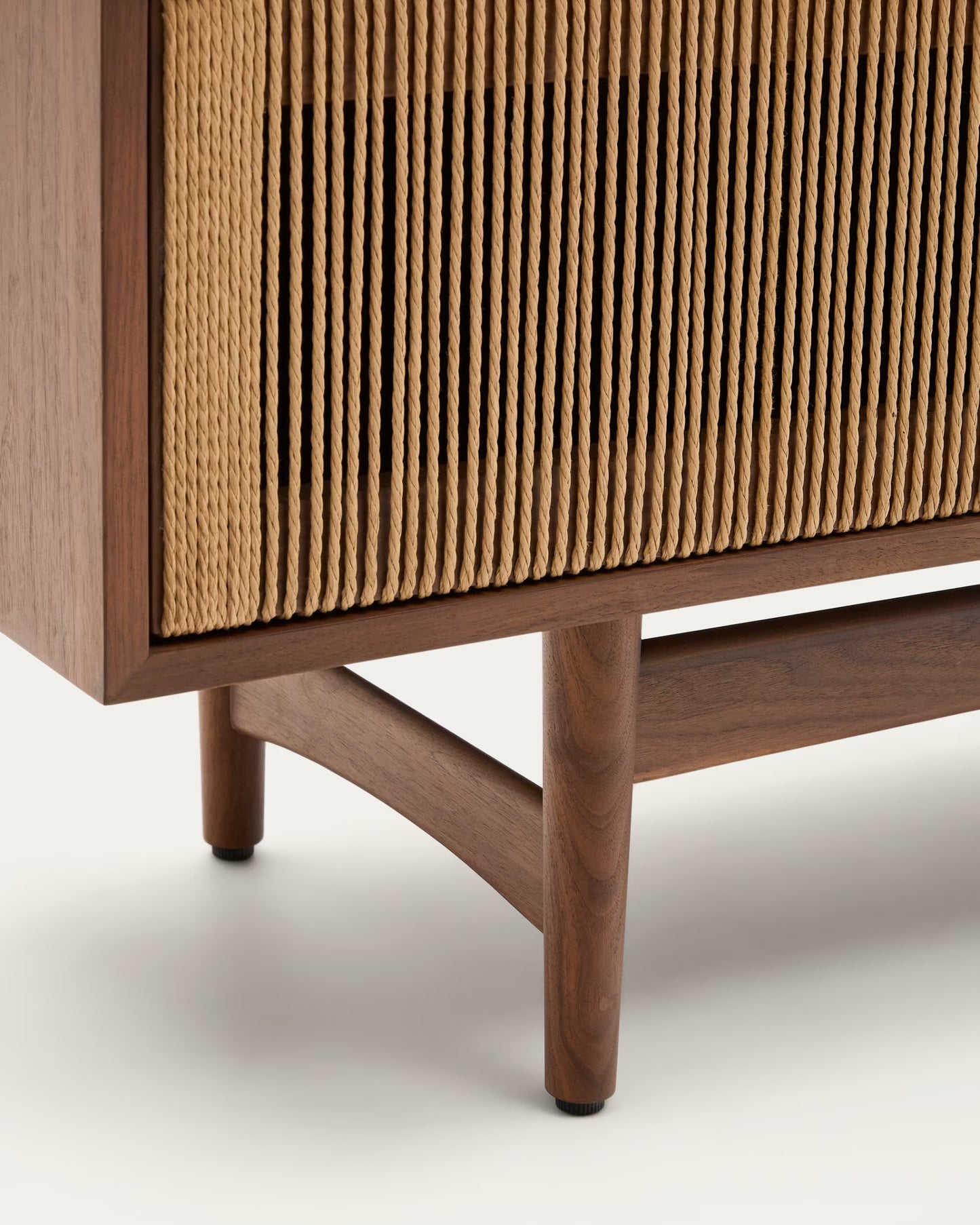 Kave Home Elan TV Cabinet 3 Doors Veneer and Solid Walnut and Cord 200 x 50 cm FSC Mix Credit