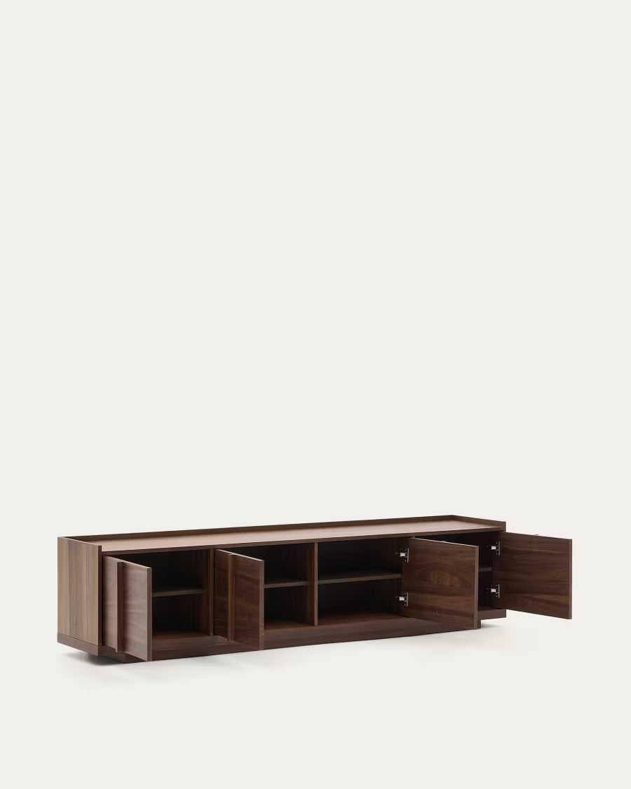 Kave Home Onix TV Stand with a Walnut Veneer in a Dark Finish, 200 x 45 cm FSC Mix Credit