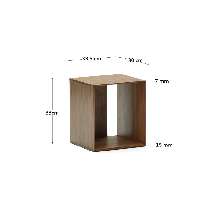 Kave Home Litto Small Shelf Module in Walnut Veneer, 34 x 38 cm