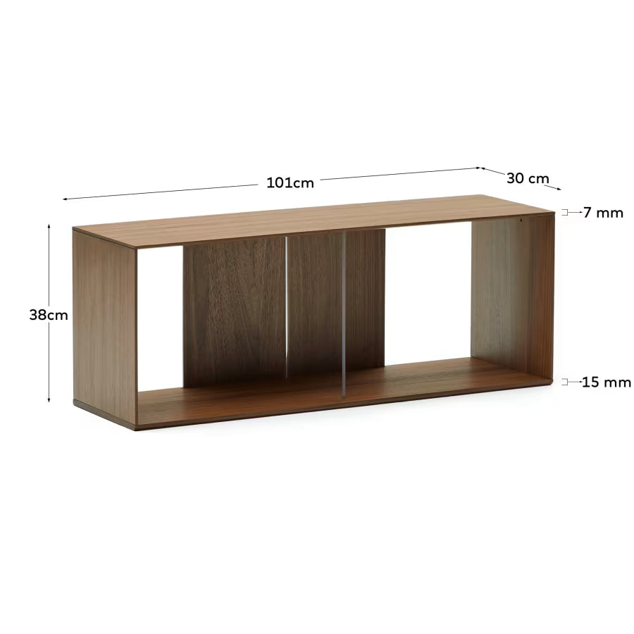 Kave Home Litto Large Shelf Module in Walnut Veneer, 101 x 38 cm