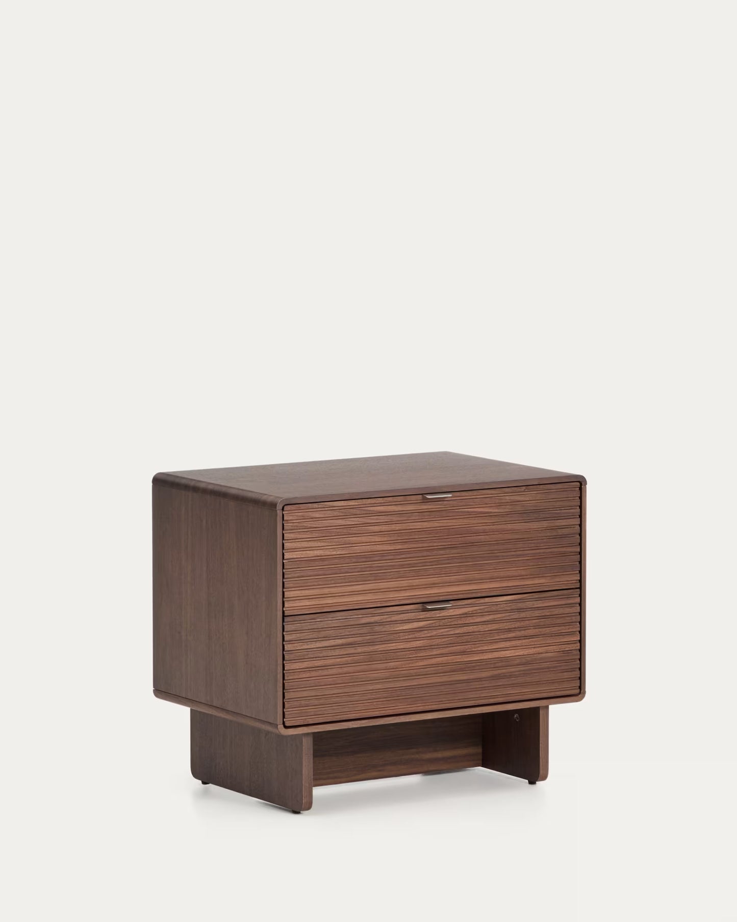Kave Home Norlen 2-Drawer Bedside Table in Walnut Veneer FSC Mix Credit 60 x 52 cm