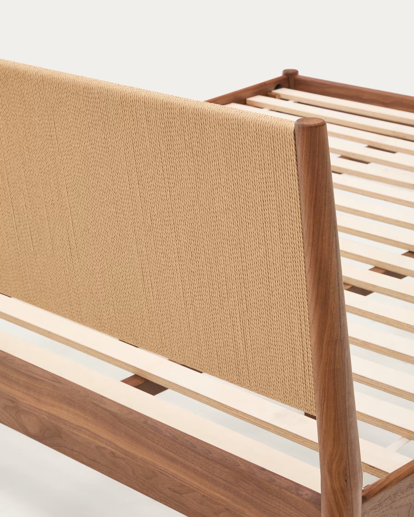 Kave Home Elan Bed in Veneer and Solid Walnut Wood with Cord Mattress 180 x 200 cm FSC Mix Credit