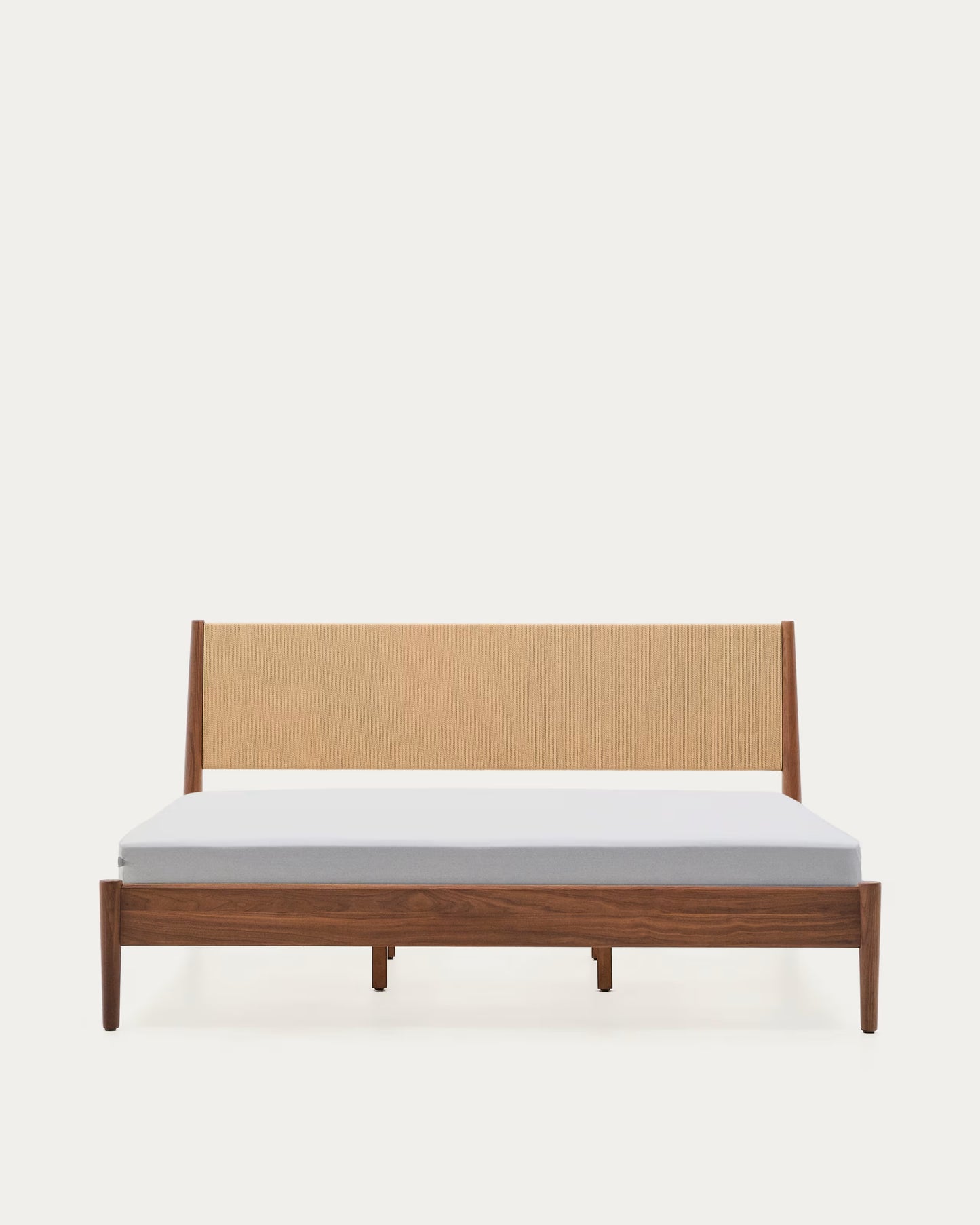Kave Home Elan Bed in Veneer and Solid Walnut Wood with Cord Mattress 180 x 200 cm FSC Mix Credit