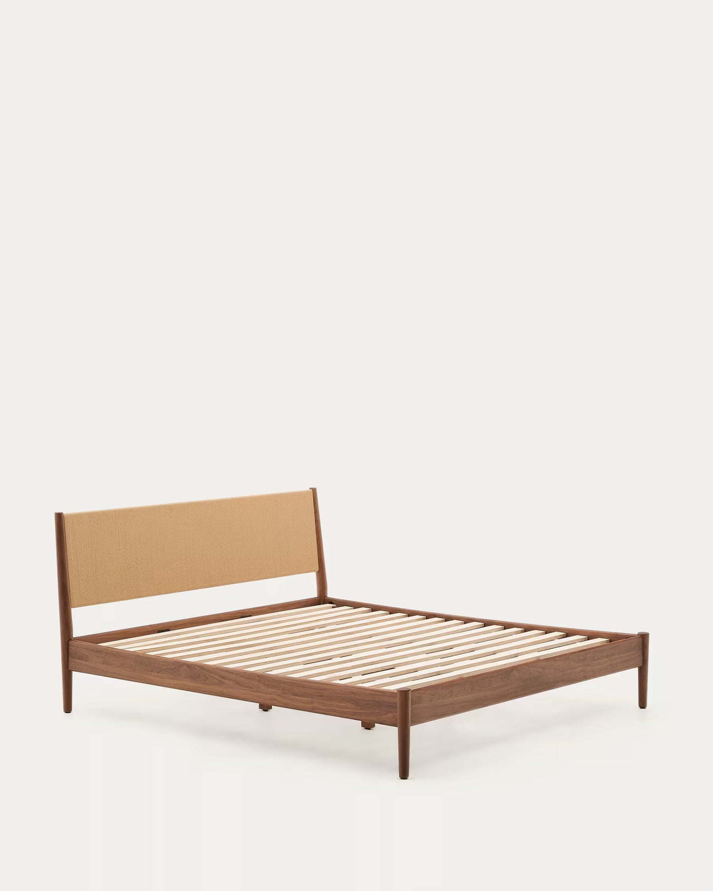 Kave Home Elan Bed in Veneer and Solid Walnut Wood with Cord Mattress 180 x 200 cm FSC Mix Credit