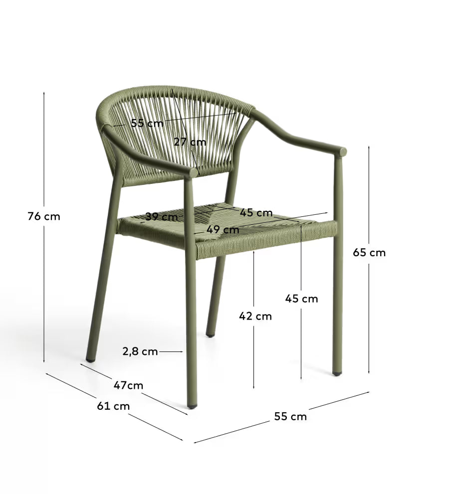 Kave Home Livadia Stackable Outdoor Chair in Green Aluminium