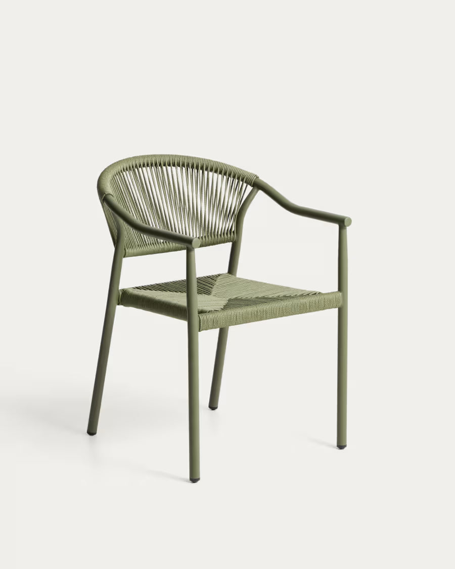 Kave Home Livadia Stackable Outdoor Chair in Green Aluminium