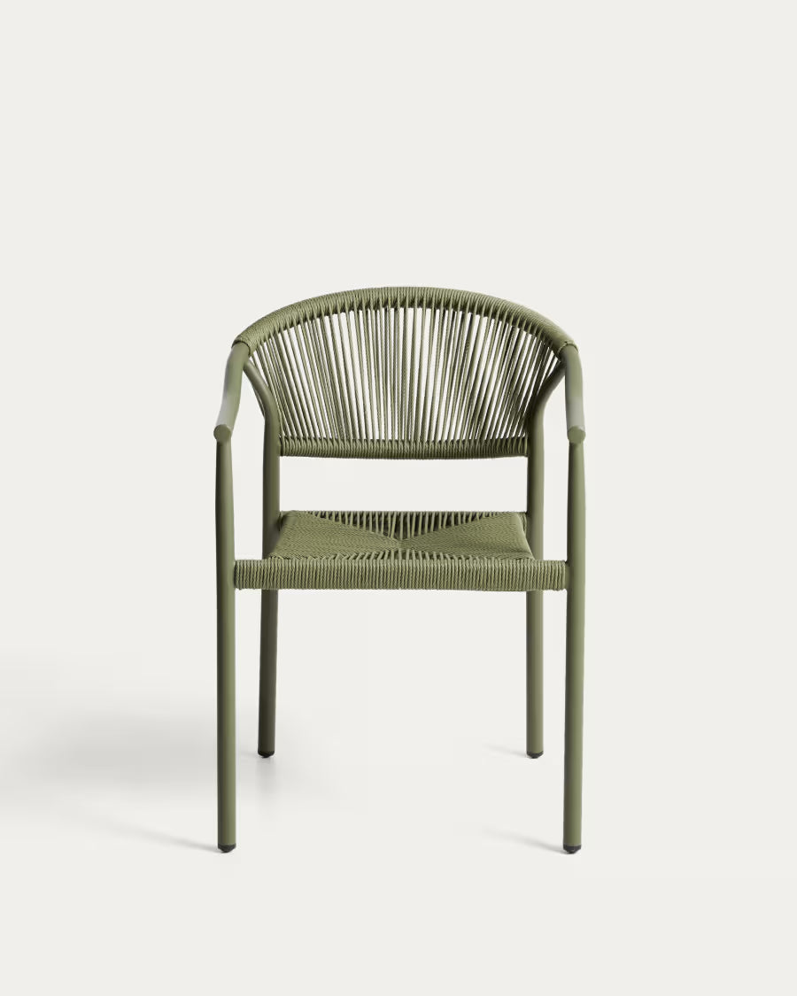 Kave Home Livadia Stackable Outdoor Chair in Green Aluminium