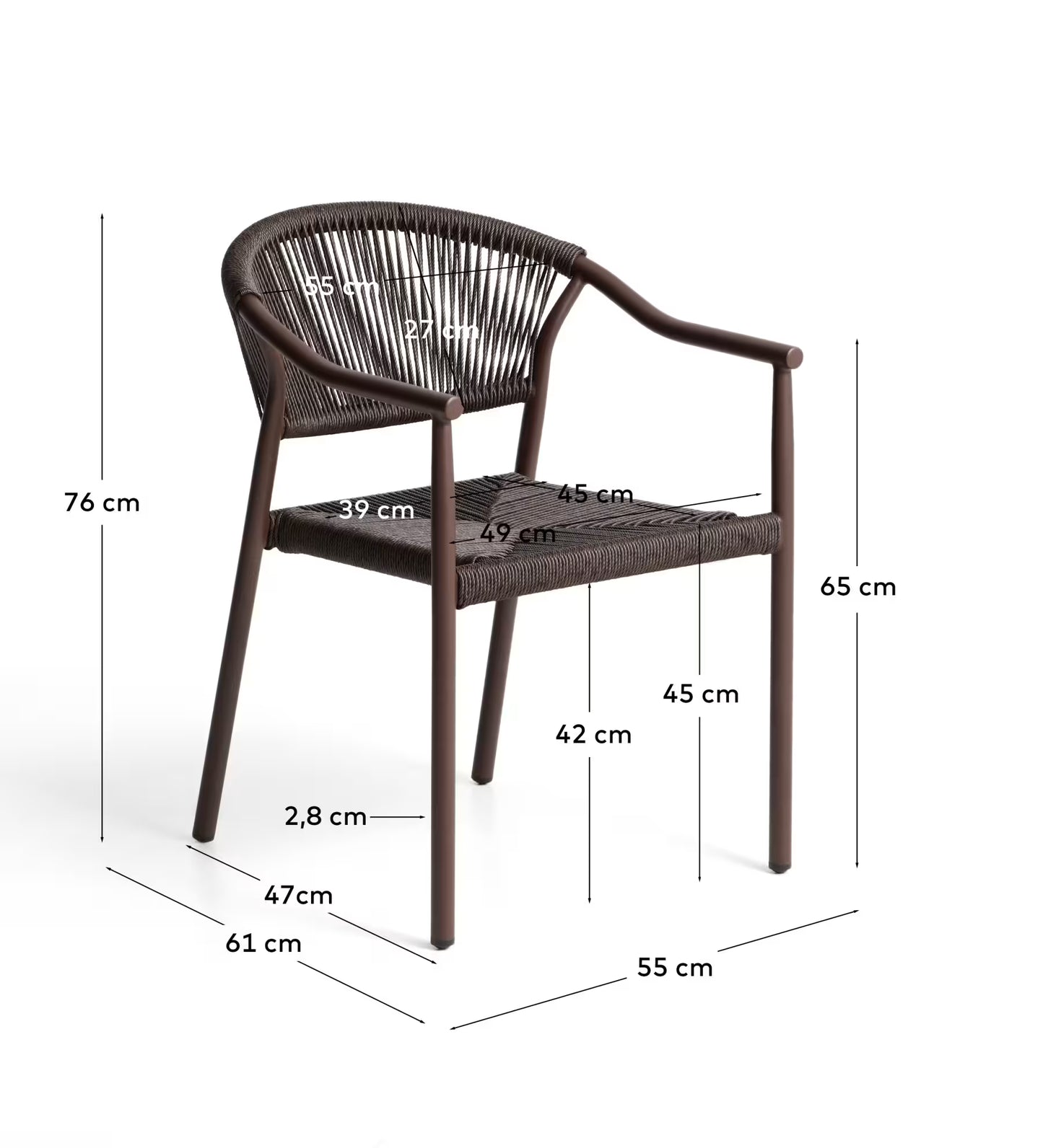 Kave Home Livadia Stackable Outdoor Chair in Brown Aluminium