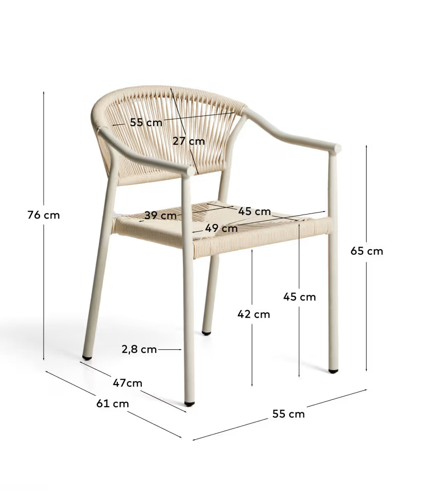 Kave Home Livadia Stackable Outdoor Chair in Ecru Aluminium