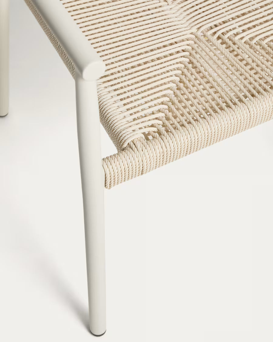 Kave Home Livadia Stackable Outdoor Chair in Ecru Aluminium