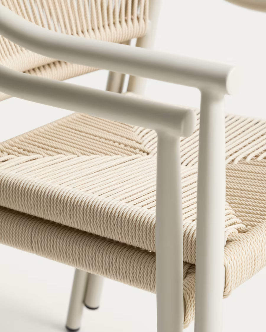 Kave Home Livadia Stackable Outdoor Chair in Ecru Aluminium