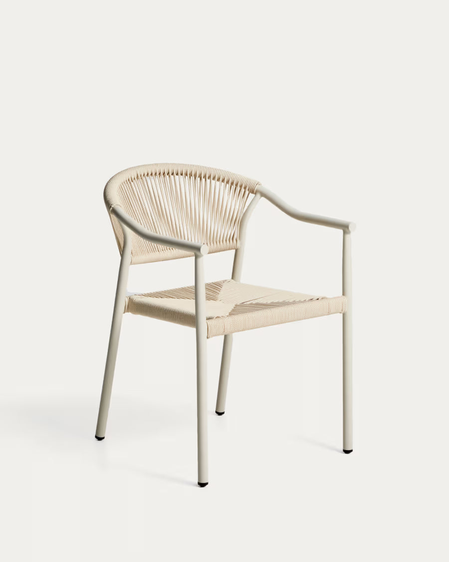 Kave Home Livadia Stackable Outdoor Chair in Ecru Aluminium