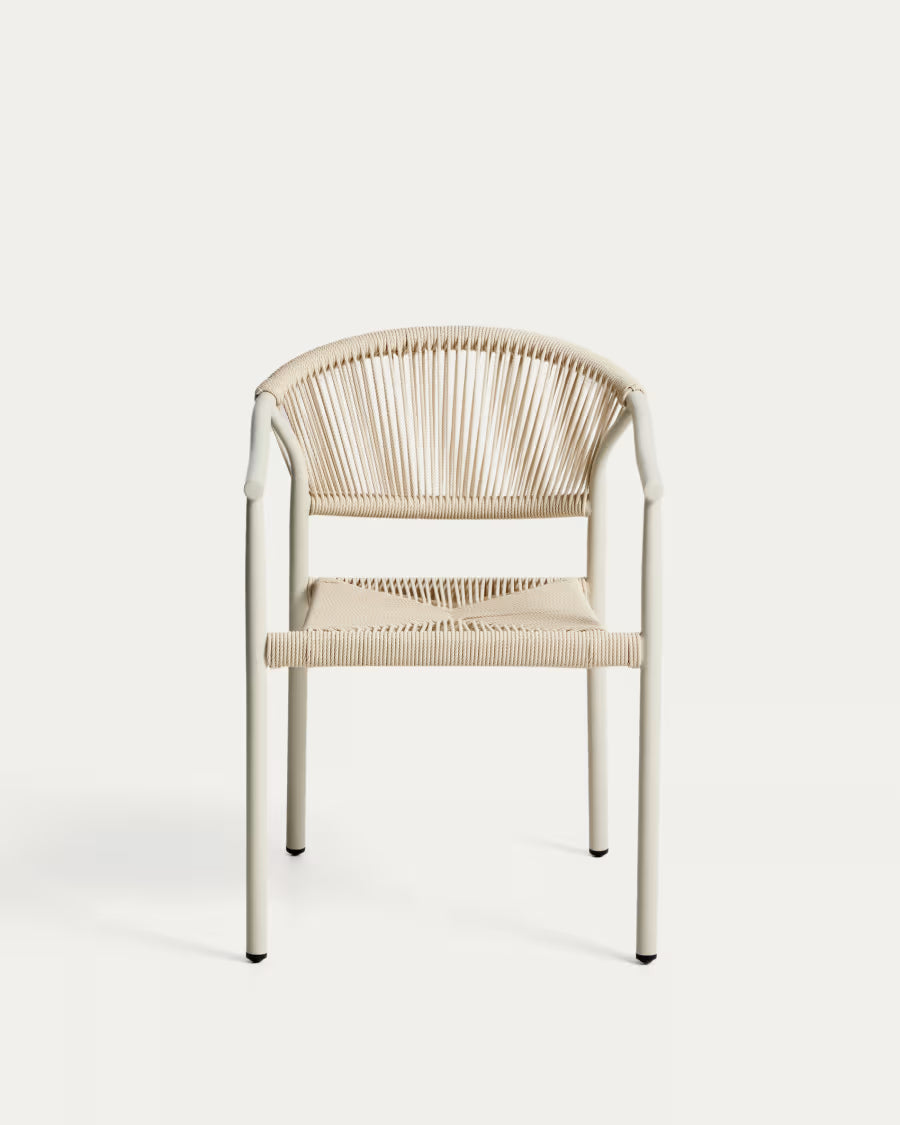 Kave Home Livadia Stackable Outdoor Chair in Ecru Aluminium