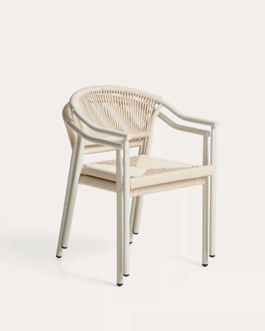 Kave Home Livadia Stackable Outdoor Chair in Ecru Aluminium