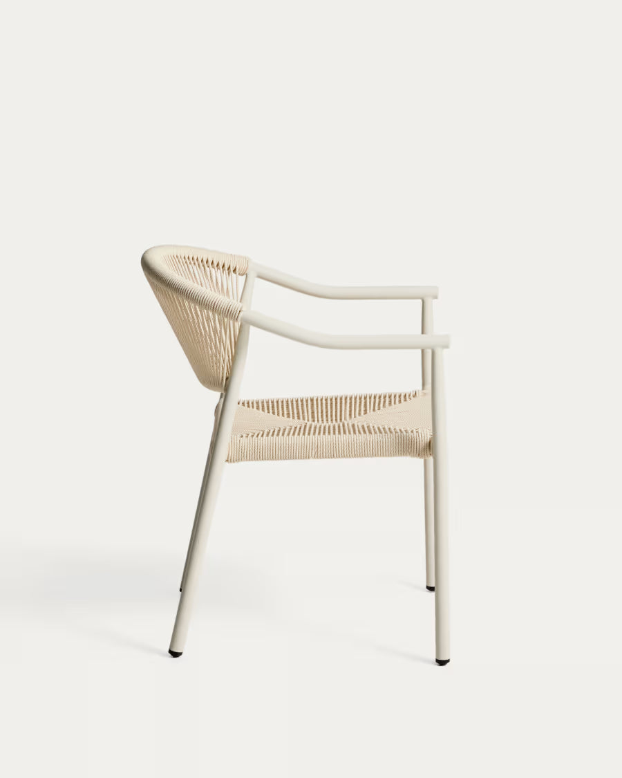 Kave Home Livadia Stackable Outdoor Chair in Ecru Aluminium