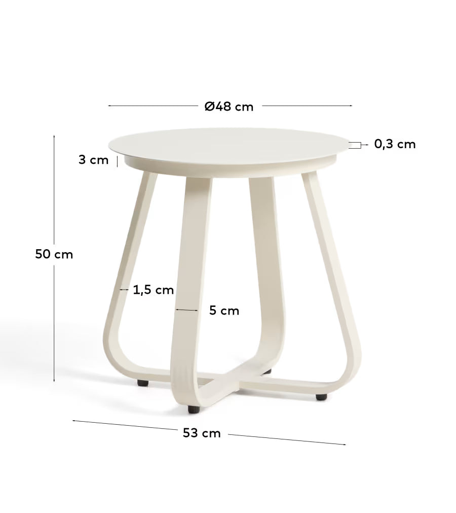 Kave Home Tamaris Ecru Aluminium Outdoor Side Table Ø48cm